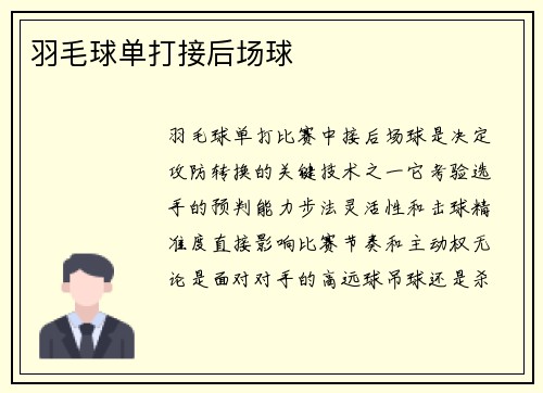 羽毛球单打接后场球
